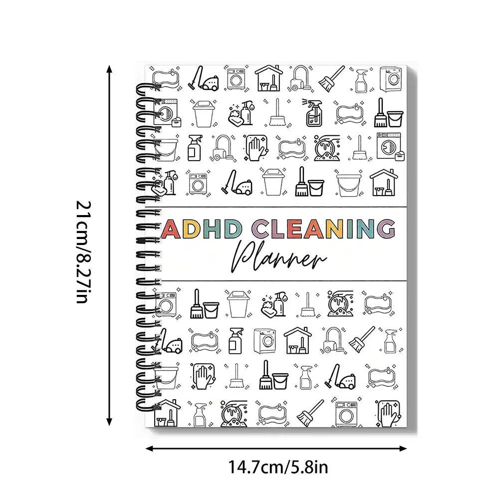 1 Piece Spiral Binding Cleaning Planner Notebook Visual Layout Household Organizer Daily Chore Schedule Journal for Home Tidying Management