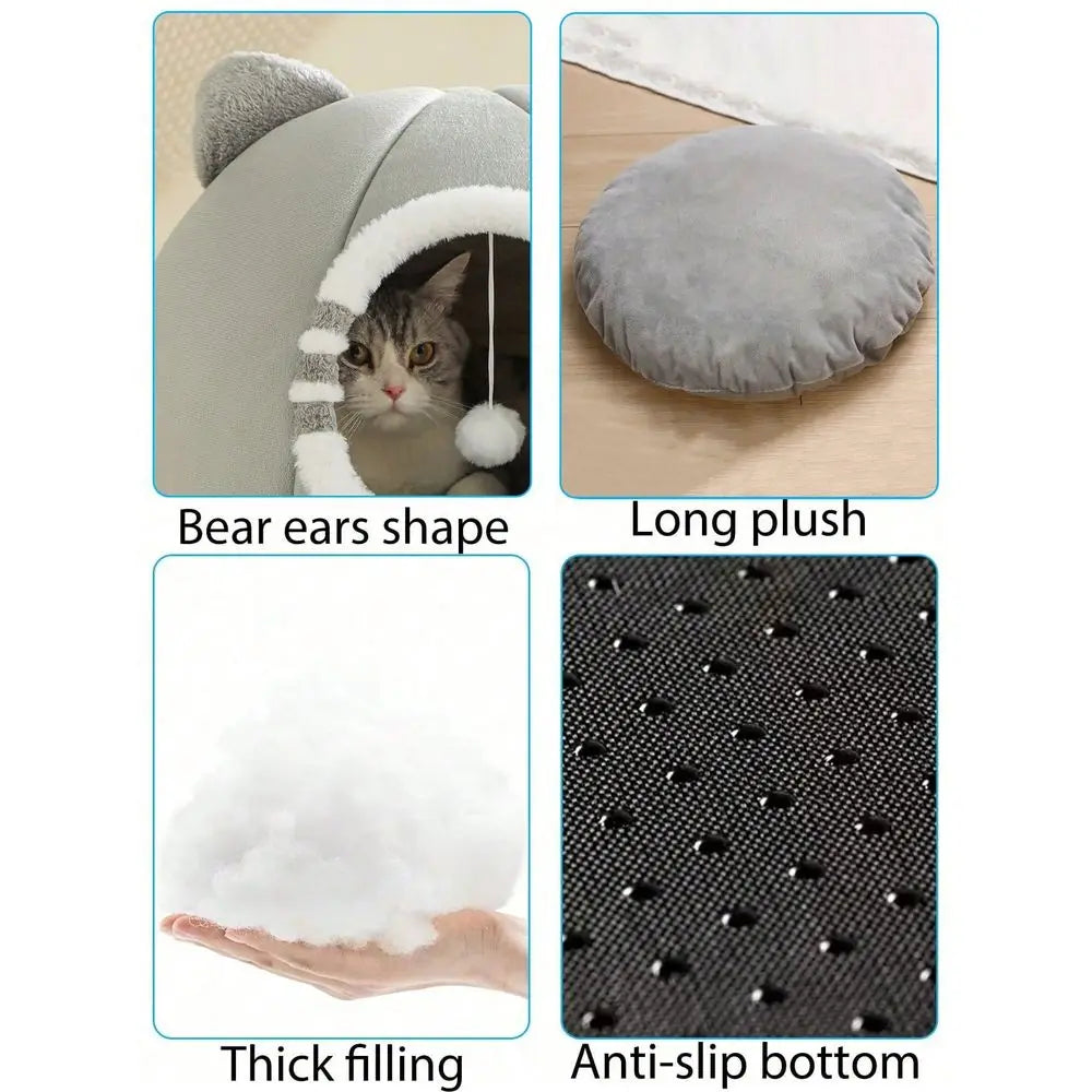 Washable Cat Bed for Indoor Cats, Soft Calming Kitten Bed