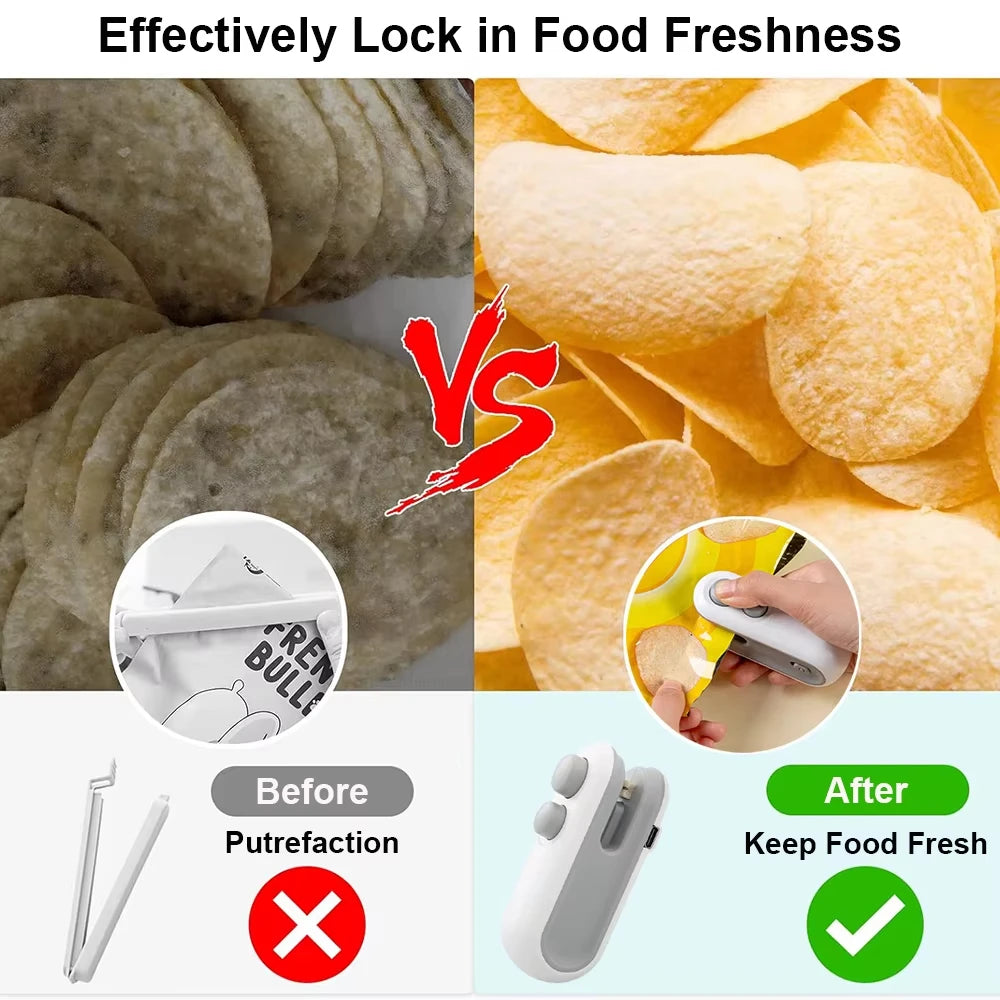 Mini Handheld Bag Heat Sealer, Portable Snack Bag Sealing Machine for Food Storage