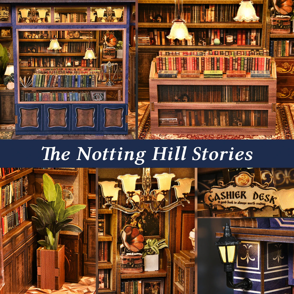 DIY Book Nook Kit, Bookstore 3D Wooden Bookshelf Insert