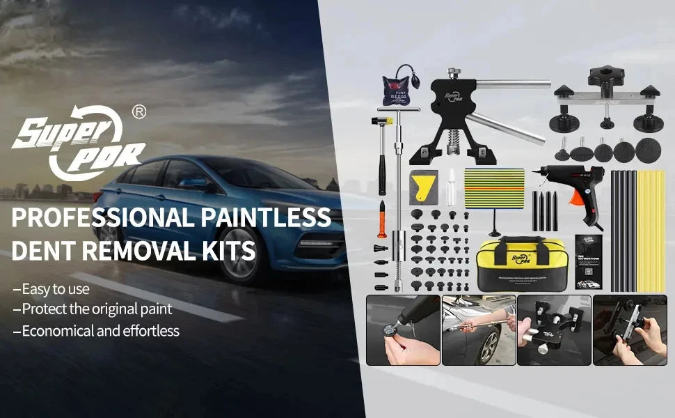 Super PDR Car Body Dent Repair Tool Professional Paintless Dent Removal Tool Set DIY Dent Puller Repair Tool with Slide Hammer