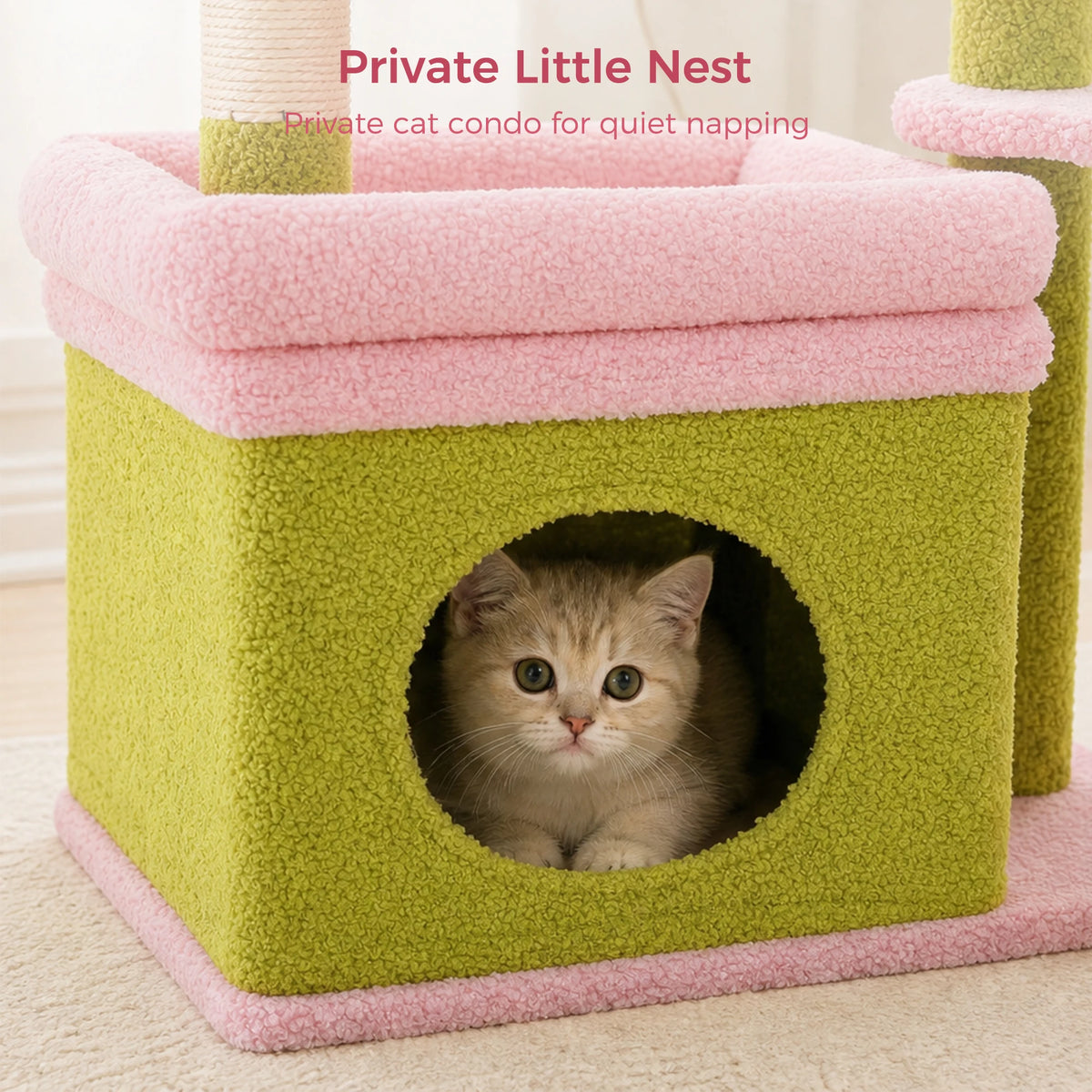 Small Cat Tree for Indoor Cat Tower with Sisal Scratching Post and Pad Wide Top Perch Large Cat Condo Cat Scratchers Cat Toys