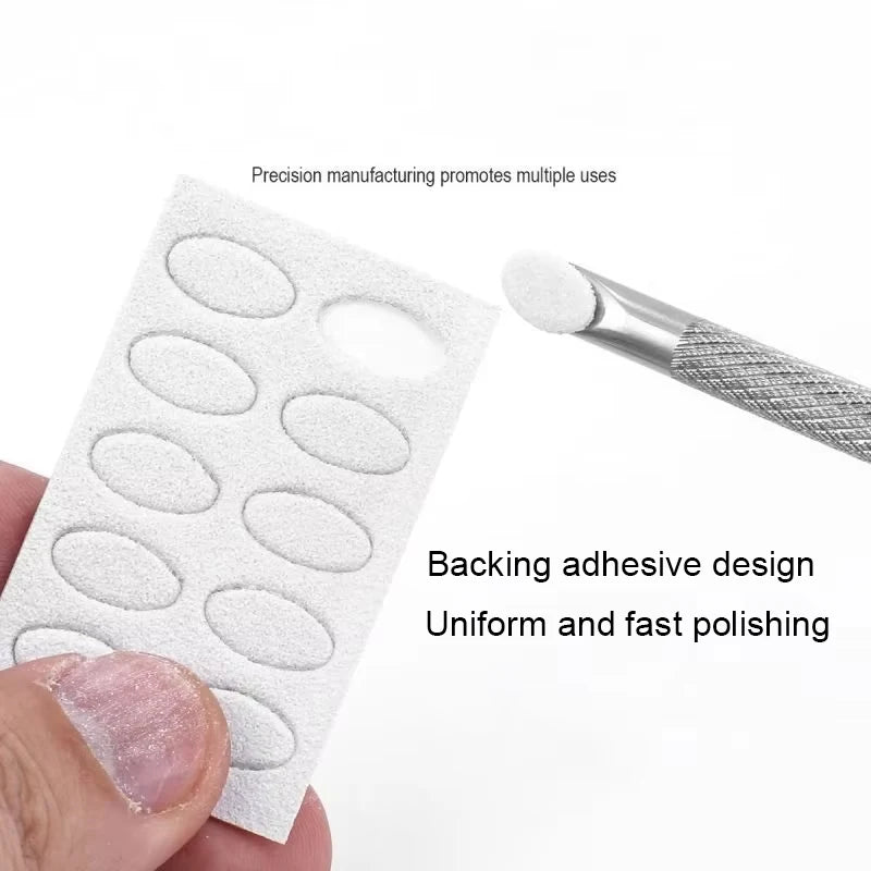 Nail Circle Beveled Head Stainless Steel Cuticle Pusher Nail Art Sanding Tablet Manicure Sticks Tool for Salon Nails 2030