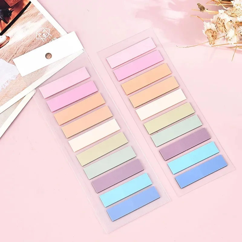 Waterproof PET Self-Stick Notes, Solid Color Sticky Notepad for Journaling and Scrapbooking