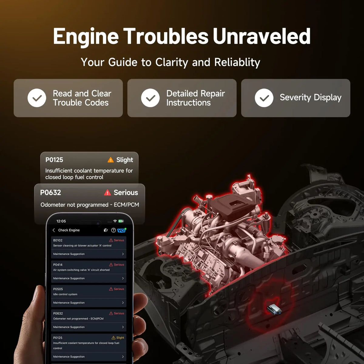 TOPDON CarPal Bluetooth OBD2 Scanner, All-System Car Diagnostic Tool for iOS and Android