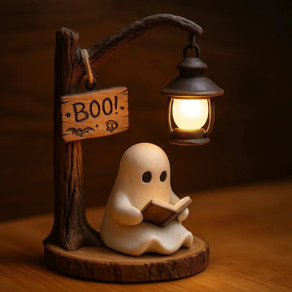 Halloween Witch and Ghost 3D Resin Lantern Decoration
