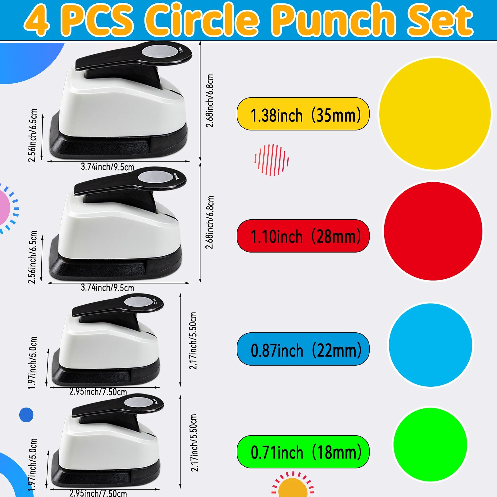 Circle Paper Hole Puncher Cutter Tool Set  2 1 inch 50mm 38mm 35mm 28mm 25mm 18mm 16mm 9mm for Paper Crafts Cardmaking Scrapbook