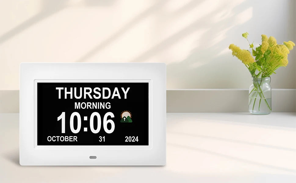Dementia Clocks for Seniors, Digital Clock with Day and Date | Large Font, Multiple Alarm Clocks, Multiple Interface Displays, Automatic Dimming, Remote Control