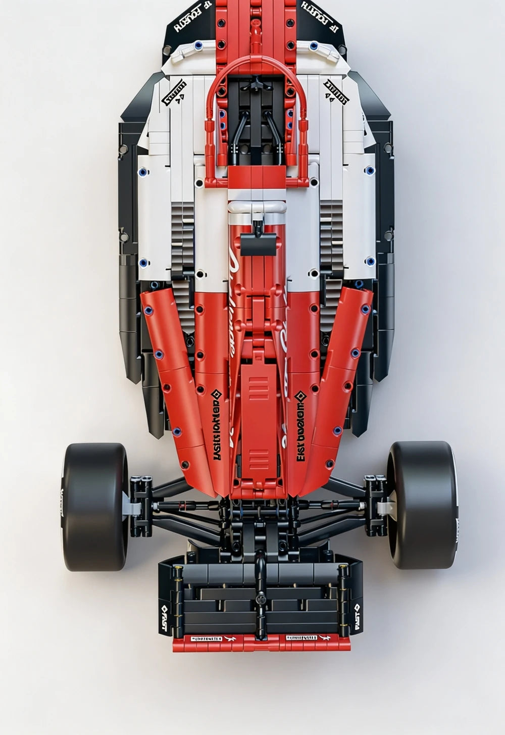 KAVOWORLD 1768pcs 27 Inches Large MOC Sports Race Car Building Blocks Set DIY Formula Red & White City Racing Car Bricks Model Kit 1:8 Construction Collection Ornament Building Toys with Realistic Suspension Steering Cockpit