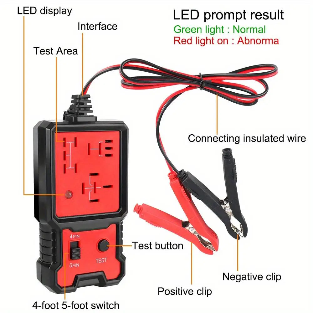 Car Relay Tester Voltage Tester Universal 12V Car Battery Checker Automotive Electronic Relay Tester LED Indicator Light