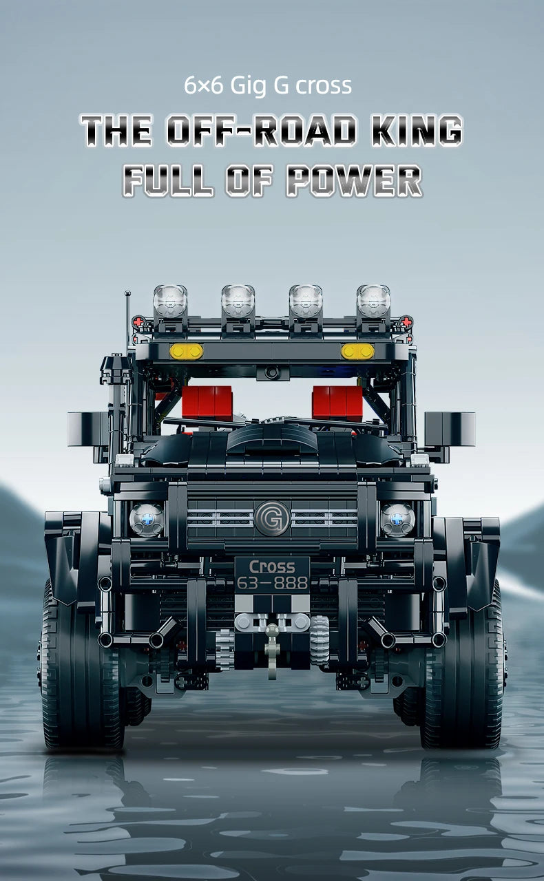 KAVOWORLD 6x6 Black Off-Road Truck Building Blocks Set 1:8 Pickup Truck Car Construction Kit DIY Bricks Toy Gift for Adults Teen