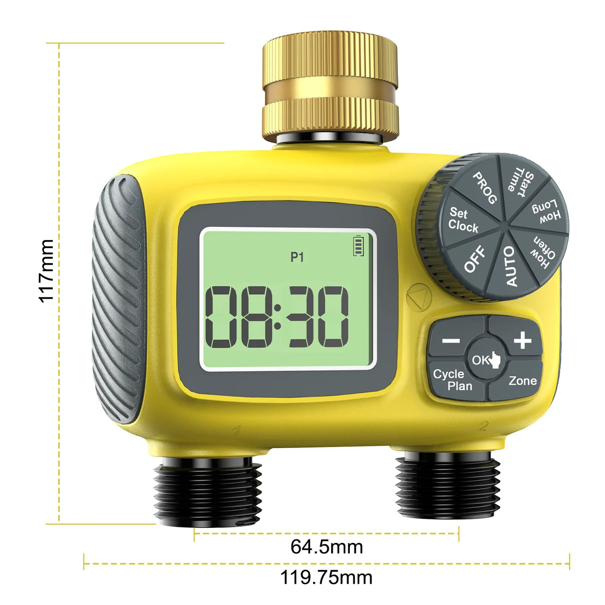Dual Outlets Water Timer Home Garden Automatic Watering Irrigation System with Brass Inlet for Outdoor
