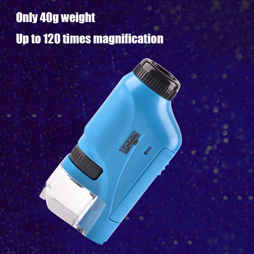 Mini Microscope Kit with LED Light Learning Science Microscope Battery Powered Portable Mini Microscope Outdoor Children Toy