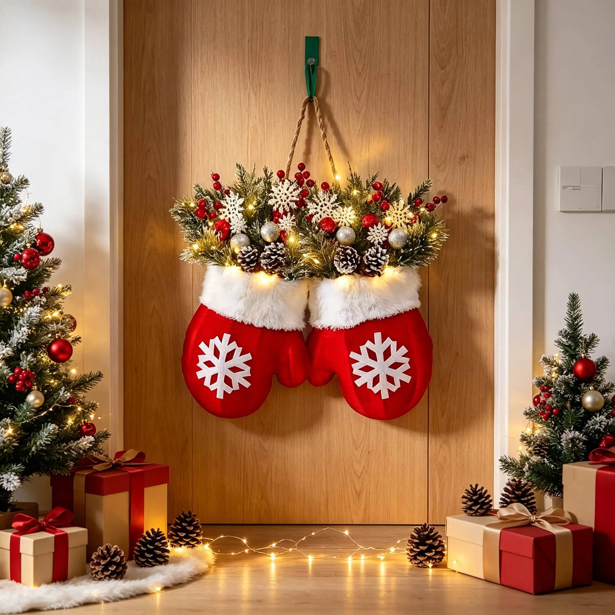 LED Christmas Wreath with Artificial Pine Garland