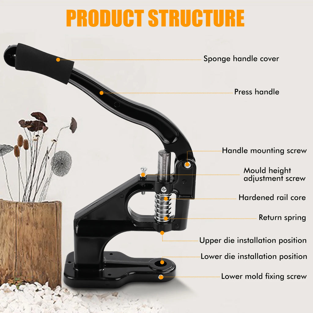 Manual Grommet Eyelet Machine DIY Hand Press Leathercraft Sewing Punch Tool with Dies+Grommets Versatile use