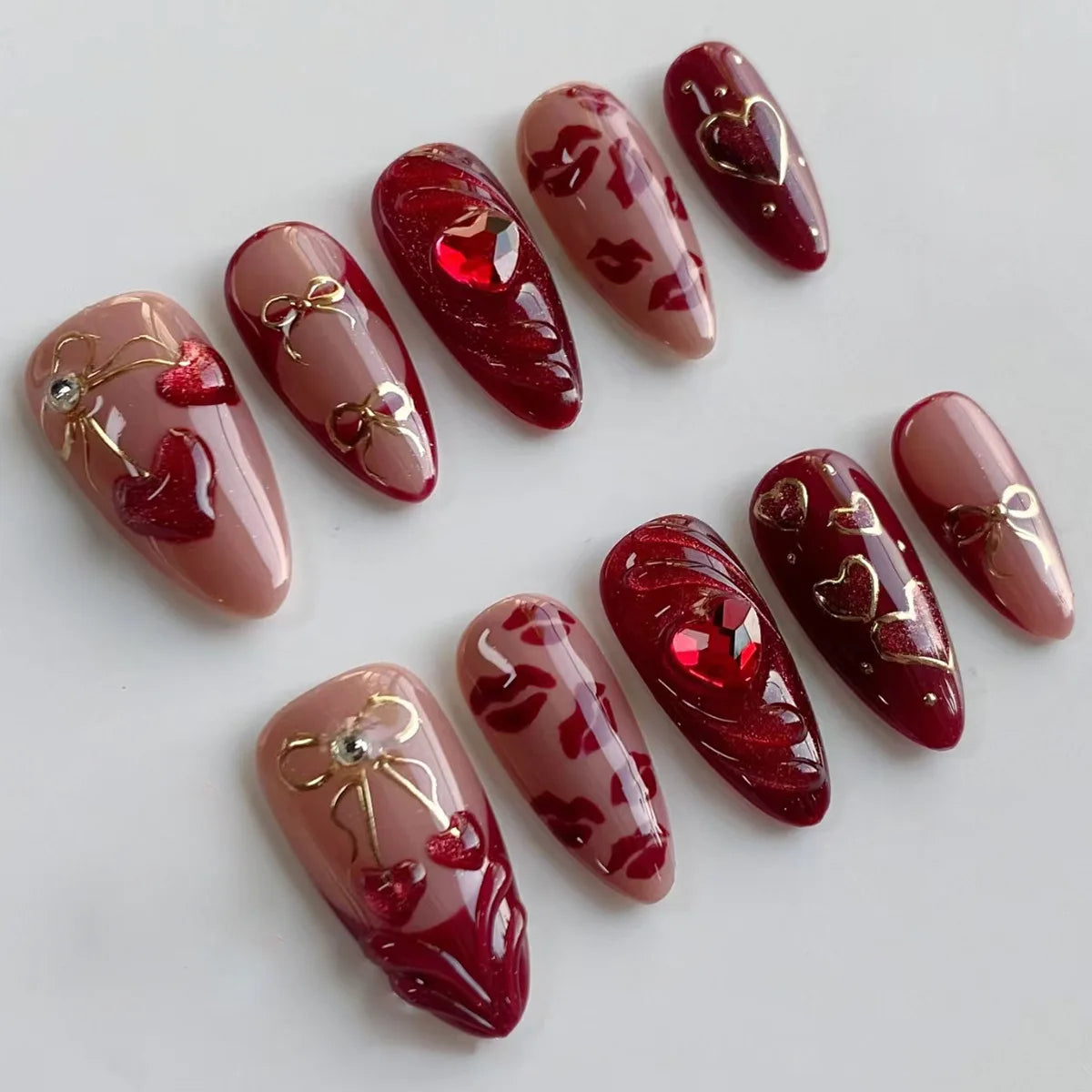 24Pcs Almond Press On Nails, Full Coverage False Nails (Random Style)