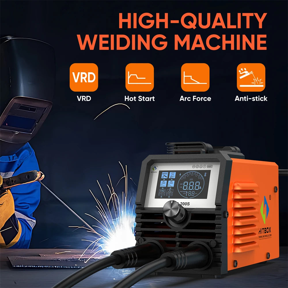 HITBOX ARC200S Welding Machine 2 in 1 ARC MMA LIFT TIG MINI IGBT Inverter LED Digital Display Portable Home Welder 220V 10-200A