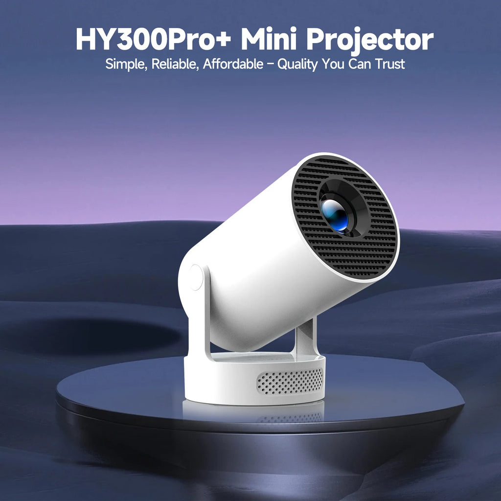 HY300 Pro + Projector 8K 720P With 5W Speaker Android 14 8000 Lumens WiFi 6 BT5.4 Outdoor Video Home Theater Projector
