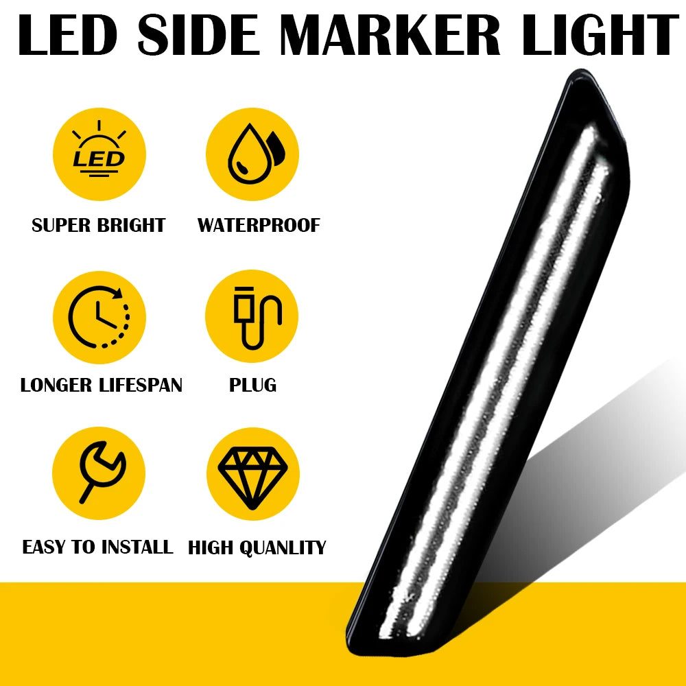 4/2Pcs LED Turn Signal Front Rear Bumper Side Marker Lights For Ford Mustang GT Shelby GT500 Boss 302 2010 2011 2012 2013 2014