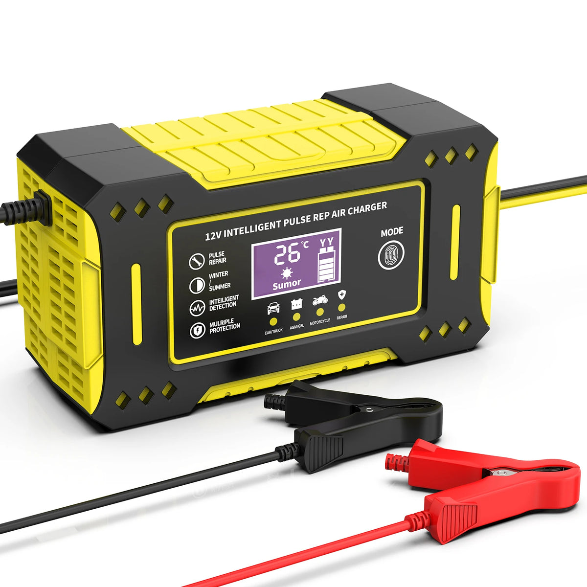 Smart 6A 12V Car & Motorcycle Battery Charger with LCD