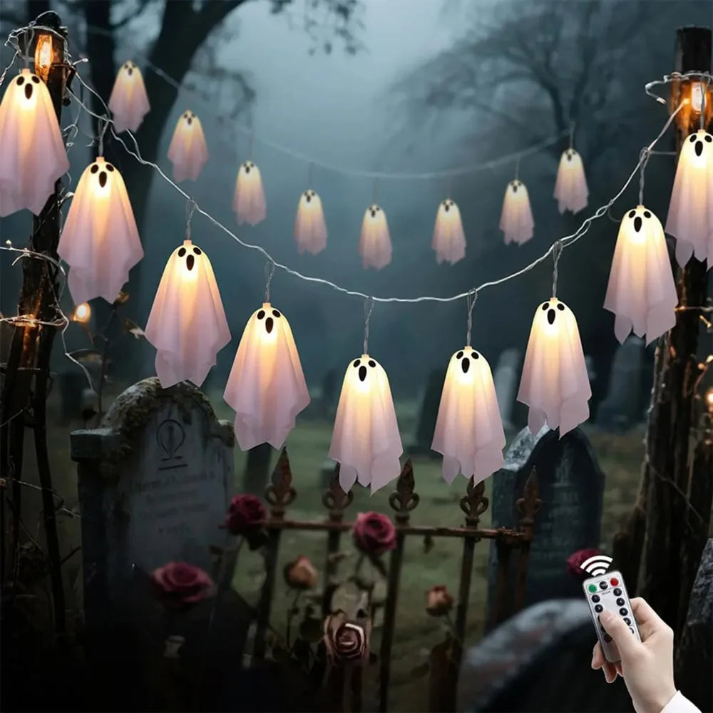 Halloween Ghost String Lights, 8 Modes Waterproof LED Garland