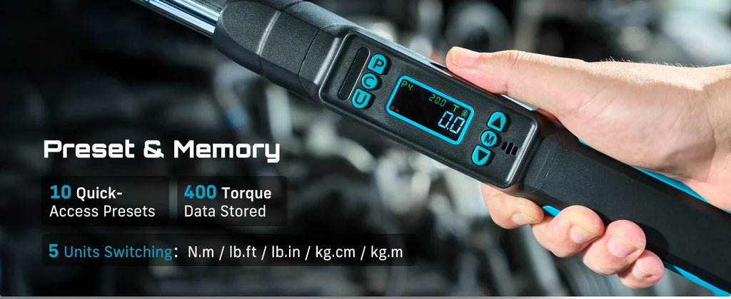 SEESII D2 Lite Pro 3/8" Digital Torque Wrench 220Nm LCD Display Real-Time & Peak Modes Preset & Data Storage Dual Alarm for Bicycle Car
