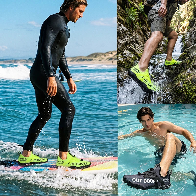 Men's Quick-Dry Water Shoes, Lightweight Barefoot Beach and Wading Sneakers