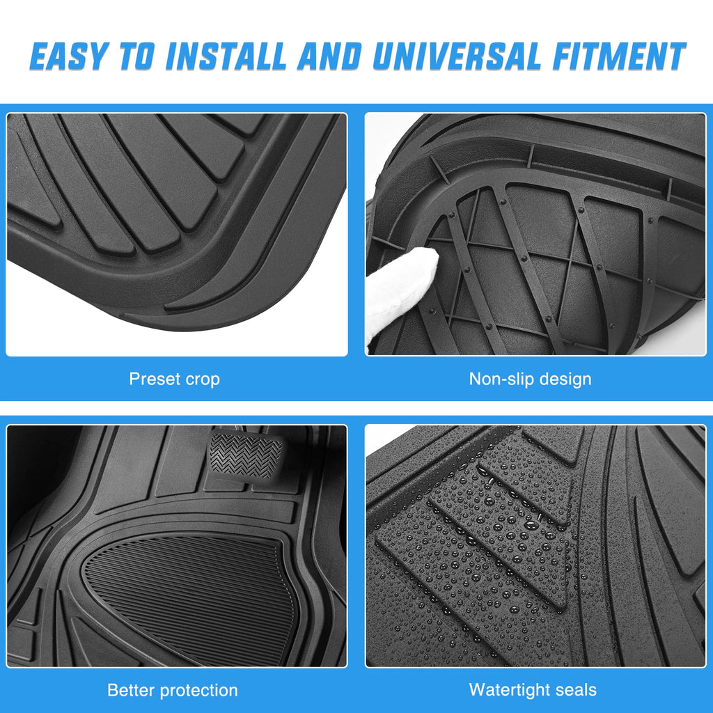 Nilight PVC Floor Mats for Cars Trucks SUVs,Universal Trim to Fit for Most Vehicles,All Weather Protection Heavy Duty Floor Liners,Pack of 4
