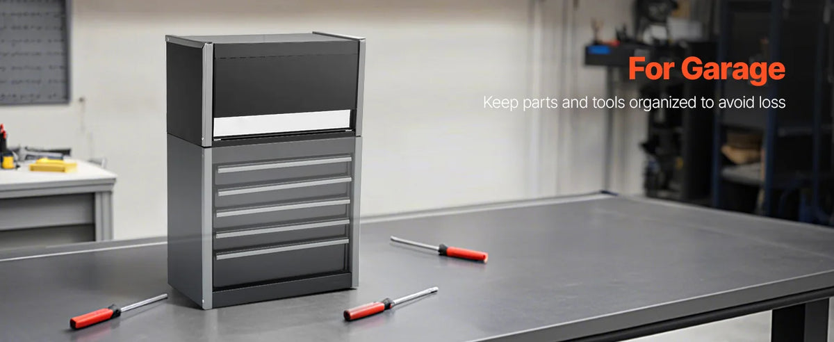 8.6in 3 Drawers Metal Tool Box Portable Tools Chest with Feet Pads & Ball Bearing Powder Coated Tool Storage for Garage