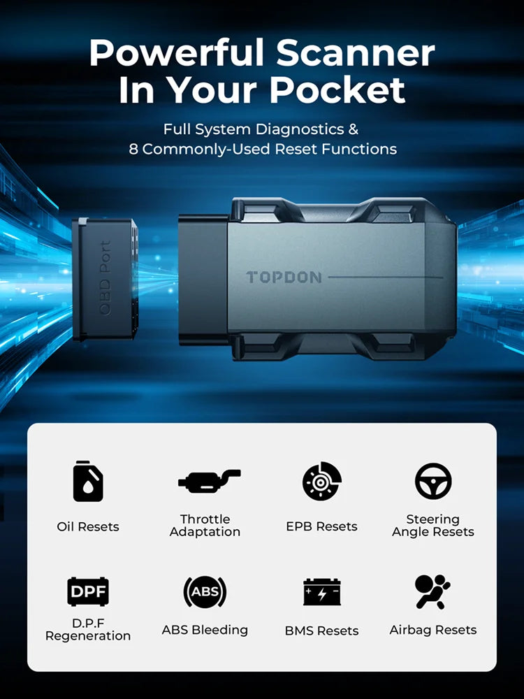 TOPDON TopScan Lite Scanner Smart Diagnostic Tool DTC Repair Guide Bluetooth OBD2 Code Reader Code Reader Full System