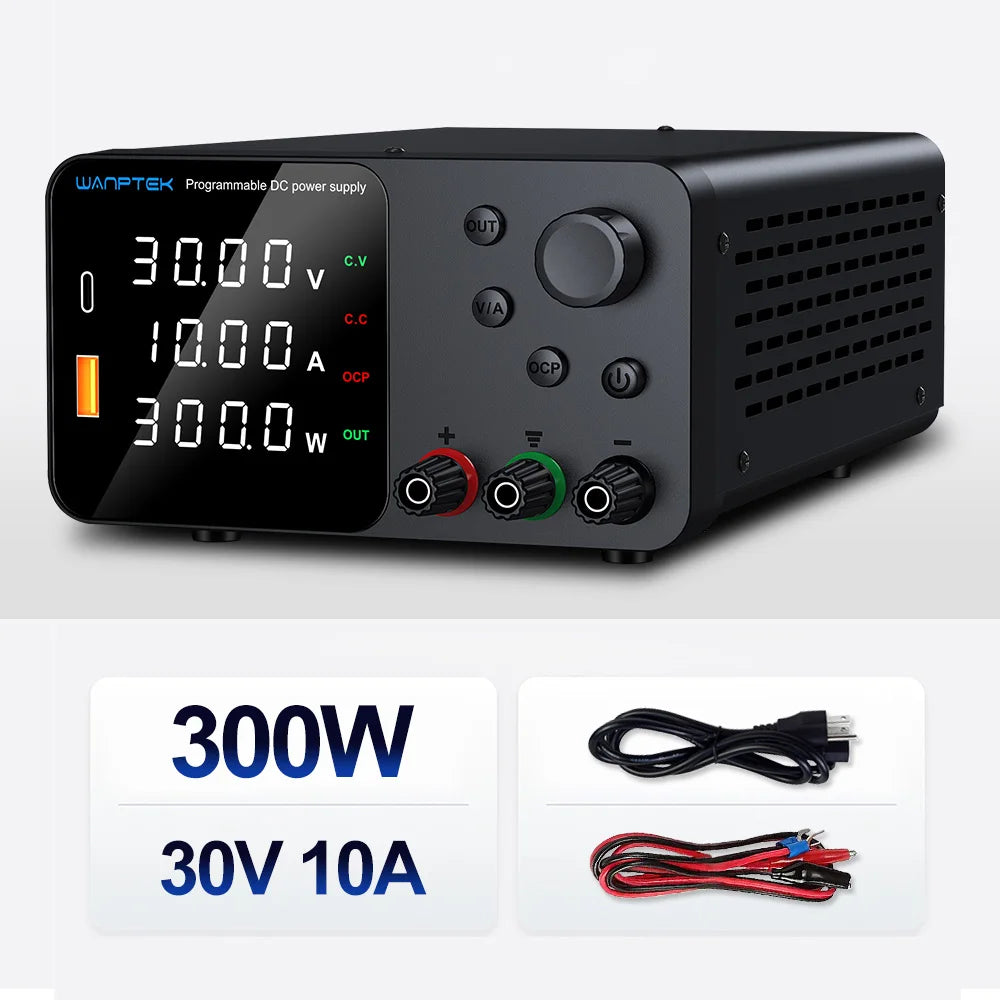 Wanptek Adjustable DC Lab Power Supply 30V 10A, Multi-Range Bench Power Source
