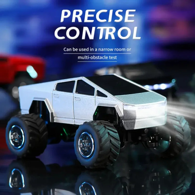 Hotfree 1/64 Mini RC Monster Cybertruck, All-Terrain Metal Off-Road Pickup with Trailer, 2.4GHz Remote & App Control, USB-C Rechargeable, Big Wheel Racing Toy, Perfect Birthday Christmas Gift for Kids, Boys & Collectors