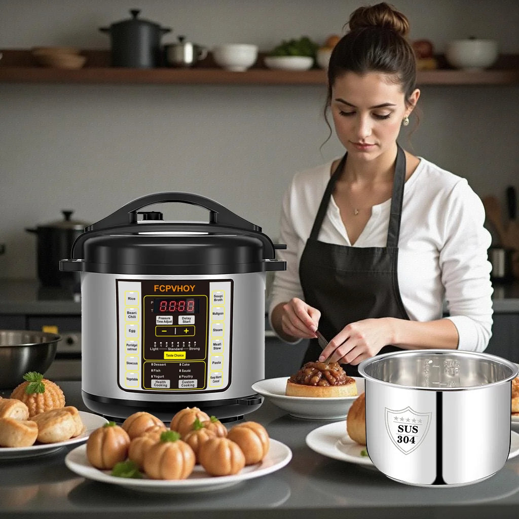 Electric Pressure Cooker 6 Qt 9-in-1 Instant Multi Cooker with Safer Venting Design Stainless Steel 304 Liner for Rice S