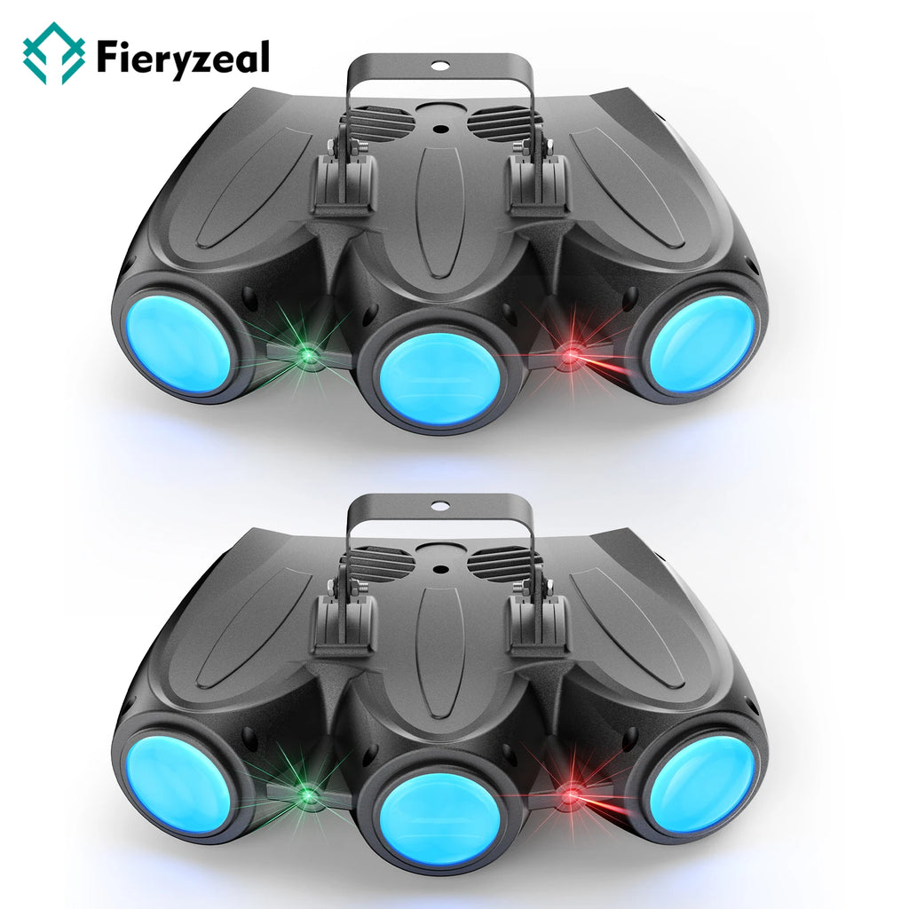 Fieryzeal 2PCS 30W RGBW 192LED Stage Light 3 Heads Airship Projector Lamp DMX512 Patterns Stage Effect Light for DJ Disco Party