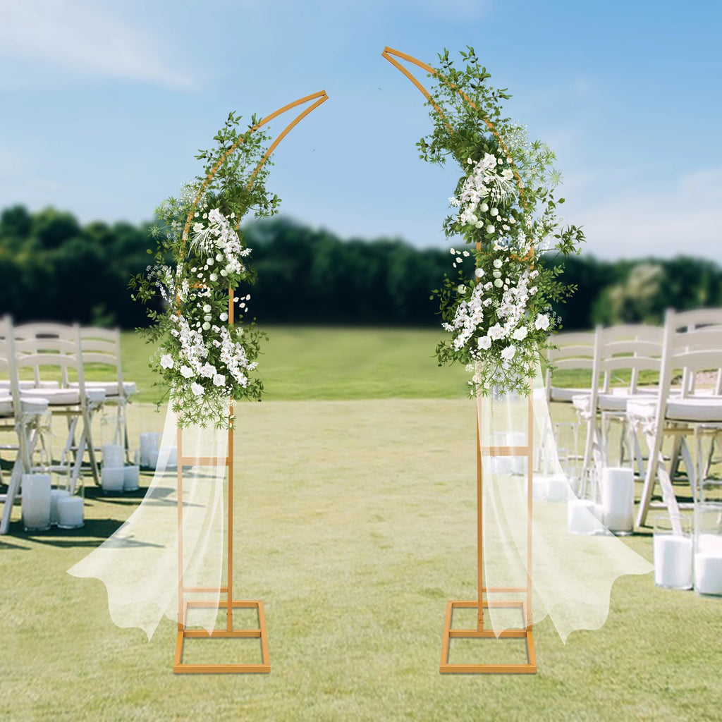 2-Piece Curved Wedding Arch Stand  Ceremony Backdrop Bracket Decorative Arch Frame for Weddings/Parties