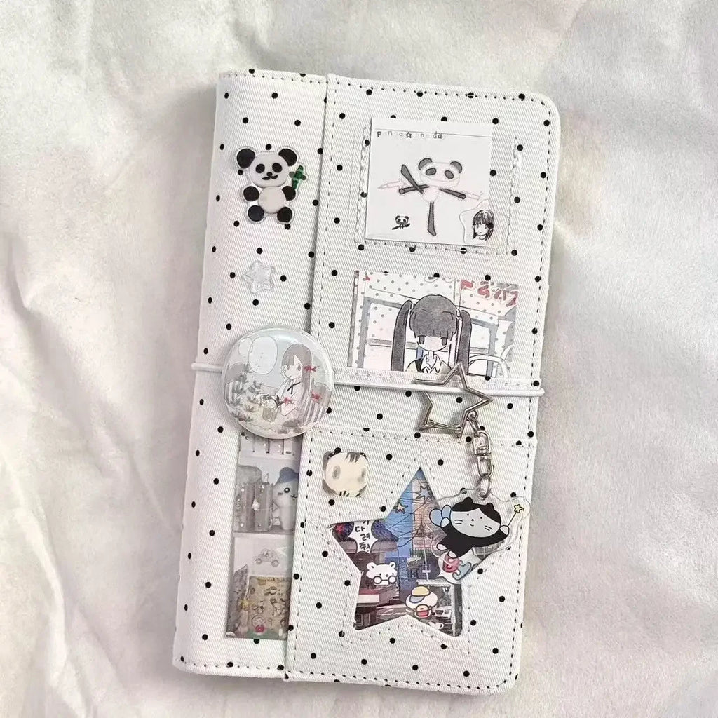 A6 Retro Polka Dot PU Leather Ring Binder Journal, 45-Sheet Refillable Planner