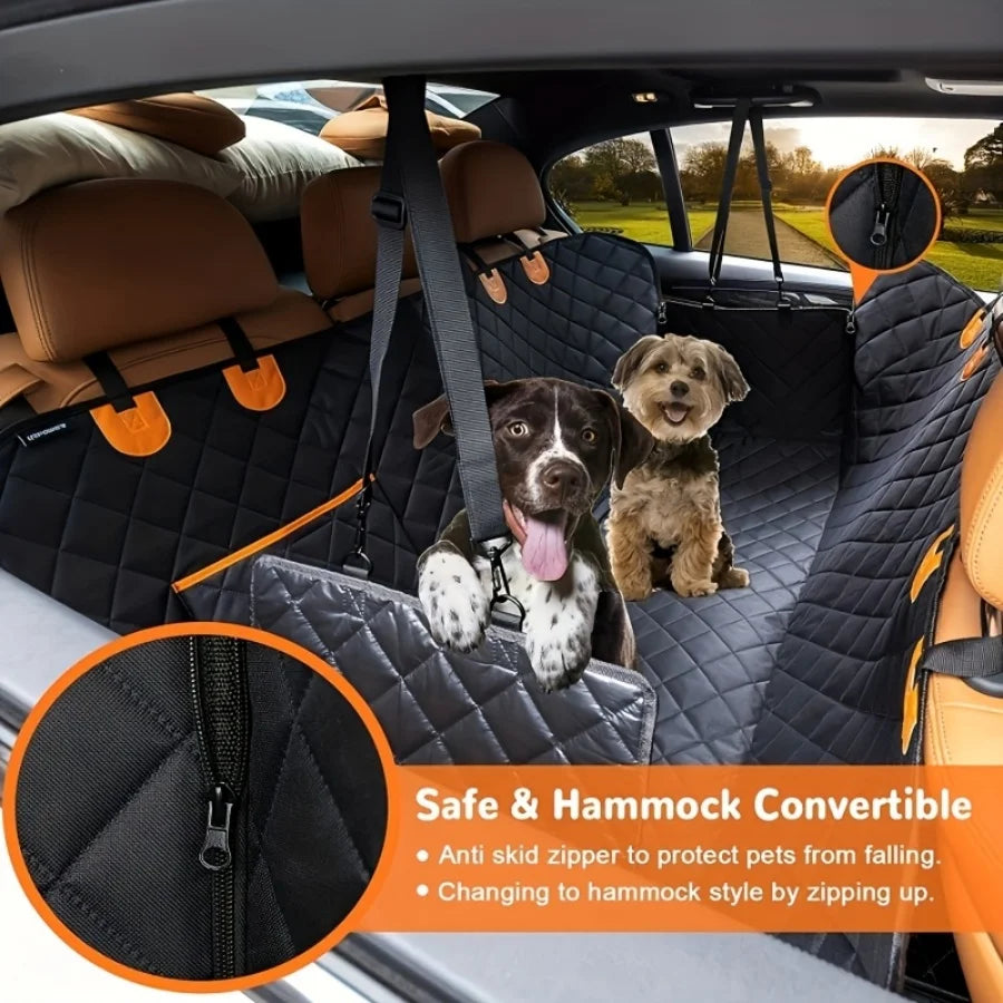 Waterproof Dog Car Seat Cover Hammock, Heavy-Duty Scratchproof Nonslip Back Seat Protector