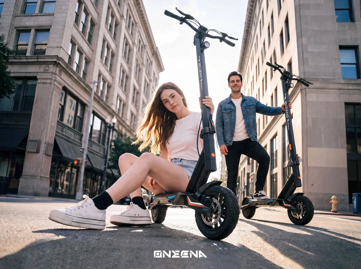 ONECNA T3 1000W Motor Electric Scooter for Adults, 30mph Top Speed, 40Miles Long Range, Lightweight Foldable Frame, Dual Suspension, 10 Inch Fat Tires E-Scooter