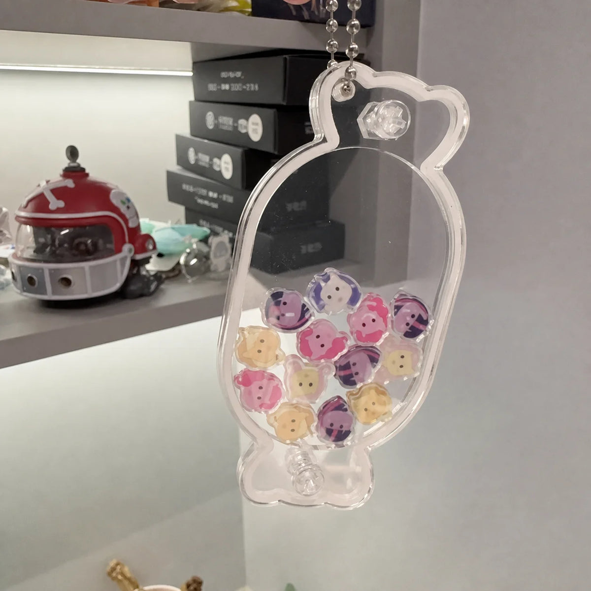 Candy Shape Acrylic Shaker Keychain Clear DIY Charm Pendant with Colored Edge Gift for Bag Keychain Jewelry Making