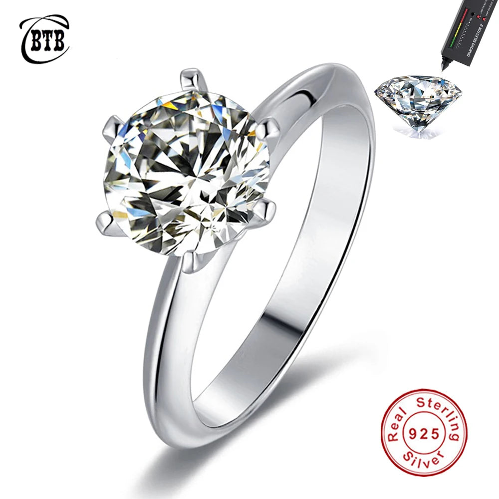 925 Sterling Silver Moissanite Solitaire Ring, 1–3 ct