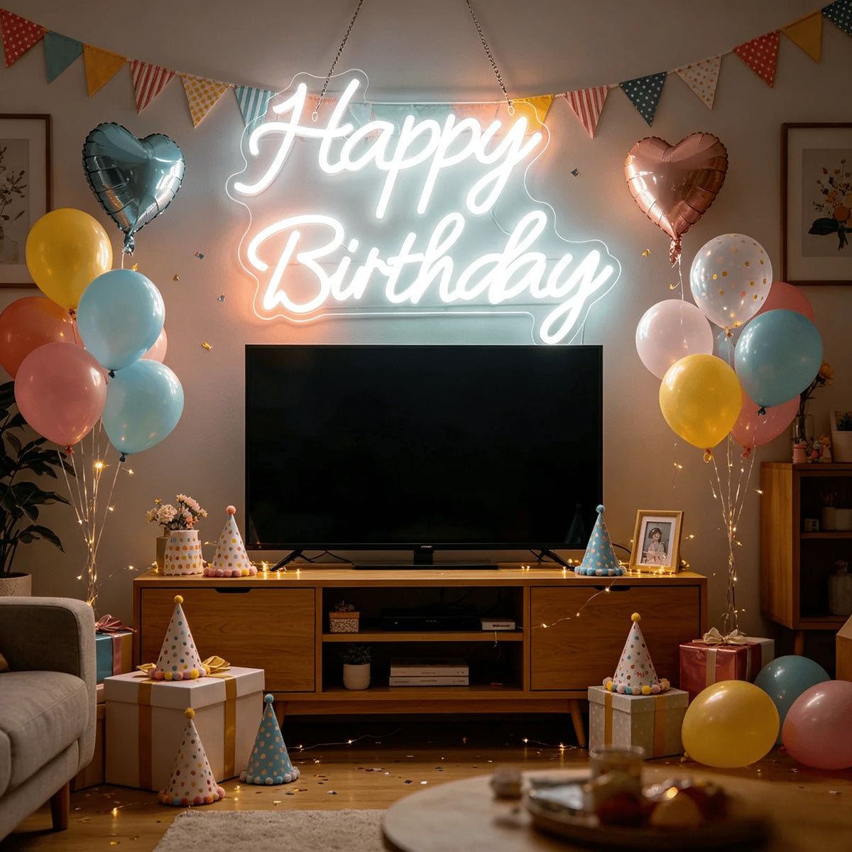Happy Birthday LED Neon Sign, USB Powered