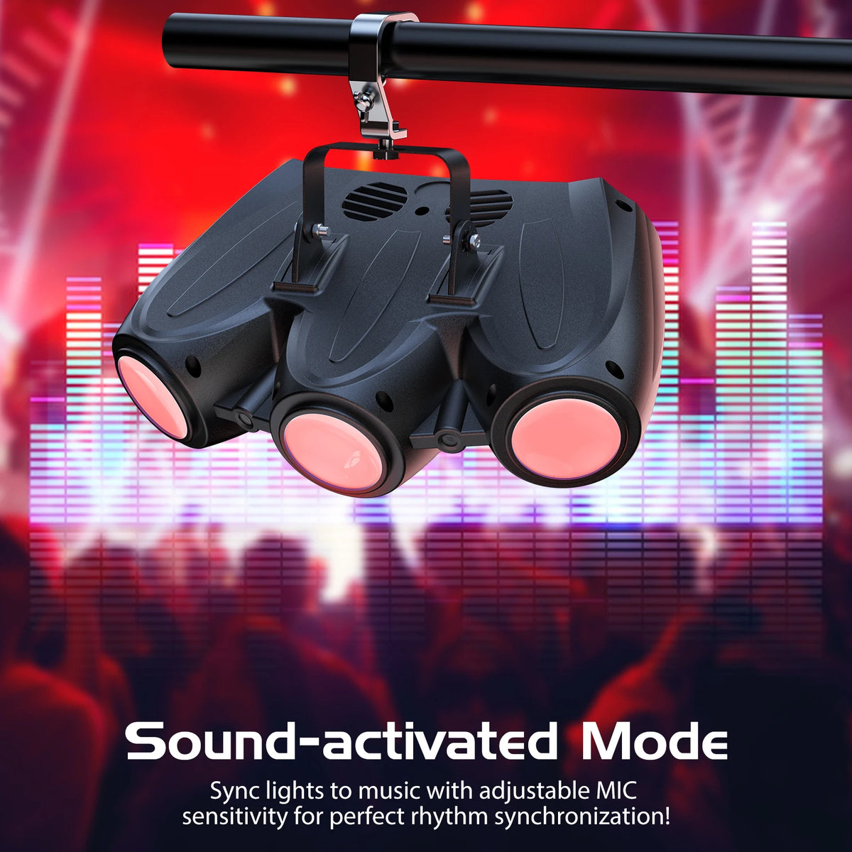 Fieryzeal 2PCS 30W RGBW 192LED Stage Light 3 Heads Airship Projector Lamp DMX512 Patterns Stage Effect Light for DJ Disco Party
