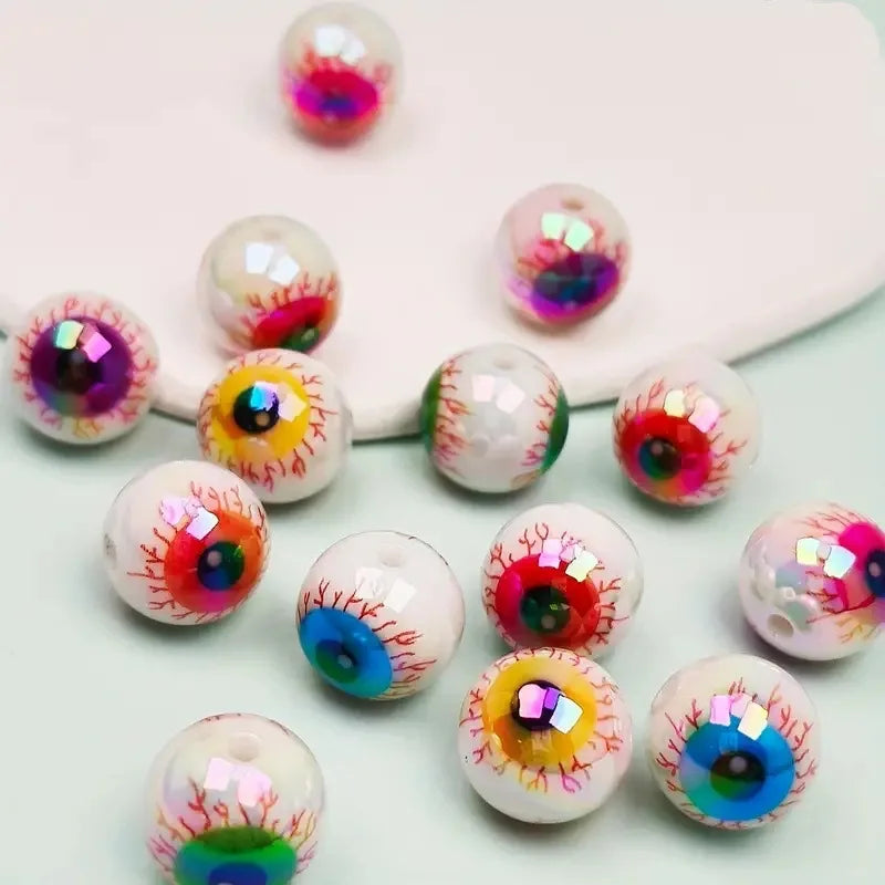 10-Piece 16mm Evil Eye Acrylic Beads, Mixed Color Spacer Beads for DIY Jewelry