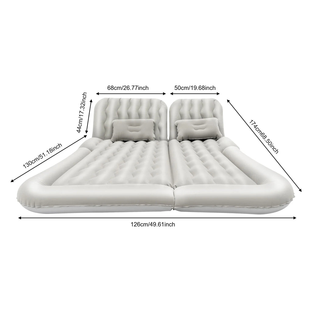 Inflatable Car Back Seat Air Mattress, Foldable Flocked Travel Bed with Pump