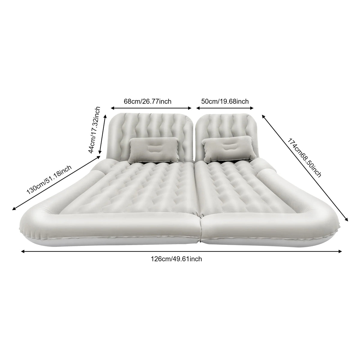 Inflatable Car Back Seat Air Mattress, Foldable Flocked Travel Bed with Pump
