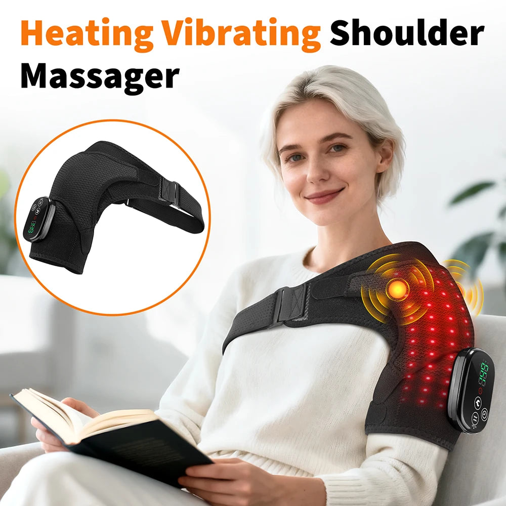 Heated Shoulder Brace and Massager, Adjustable Electric Heating Wrap for Shoulder and Arm
