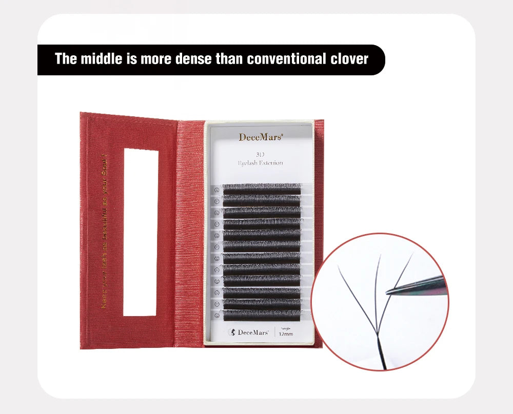 DeceMars 3D W-Shaped Lash Extensions, Pre-Made Volume Fan False Eyelashes