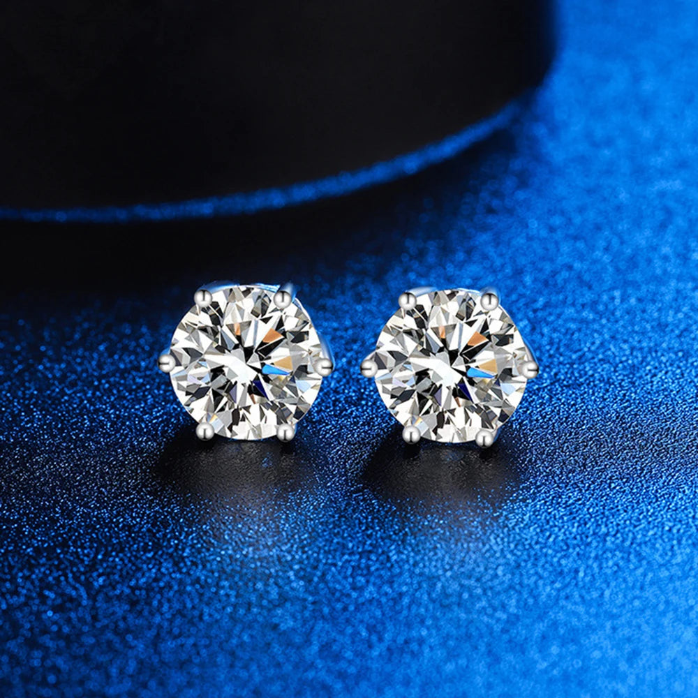 925 Sterling Silver Moissanite Stud Earrings