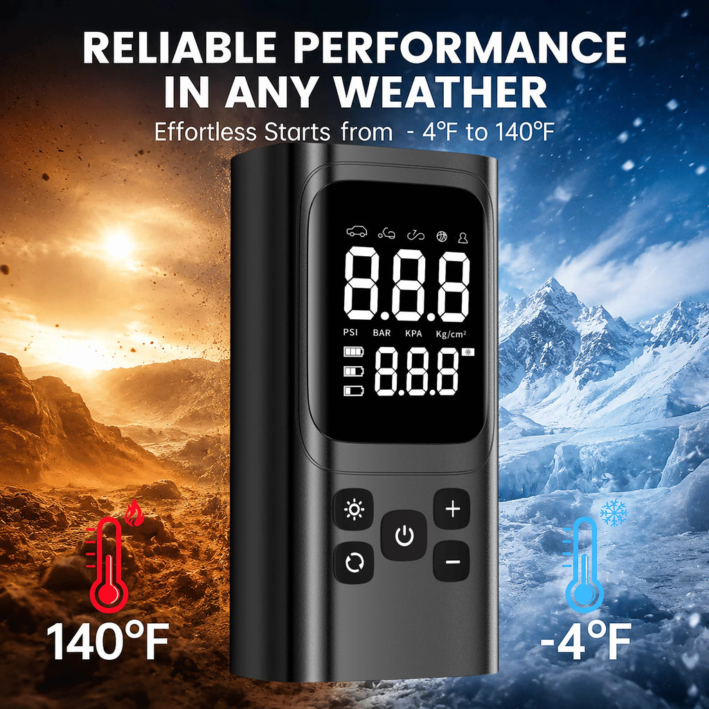 Portable Tire Inflator Air Compressor Electric Air Pump with Digital Pressure Display for Car Bike Motorcycle Ball Inflatables Compact Air Compressor for Home Travel Emergency Use