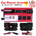 5000W Car Power Inverter DC 12V To AC 110V Converter Pure Sine Wave Fast Charging LCD LED Display Converter Charger Adapter
